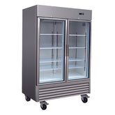 54" 2 Glass Door Reach-In Refrigerator, RR2G-HC